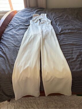 White Wide-Leg Jumpsuit - Elegant Sleeveless Design